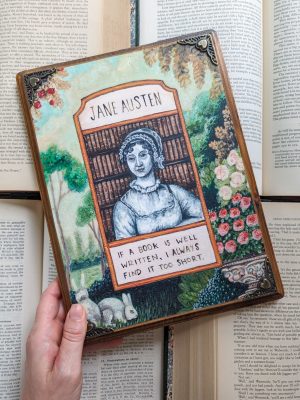 Illuminated Jane Austen - Vintage-Inspired Wooden Wall Plaque