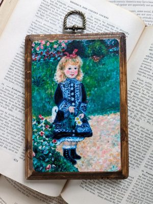 Renoir's Girl with a Watering Can - Vintage-Inspired Mini Wooden Wall Plaque