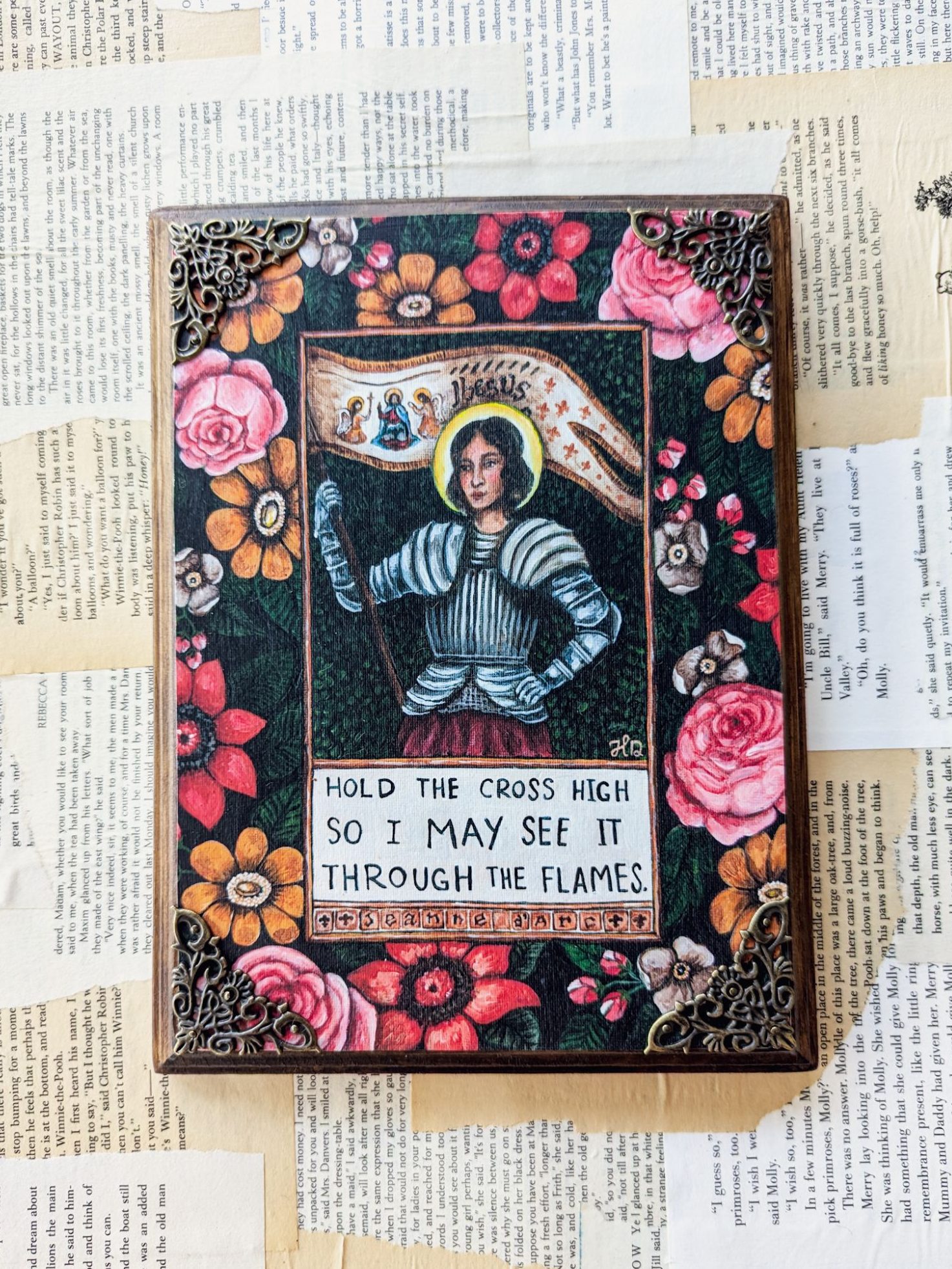 Joan of Arc - Vintage-Inspired Wooden Wall Plaque