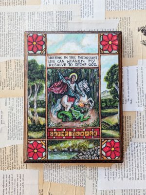 Saint George - Vintage-Inspired Wooden Wall Plaque