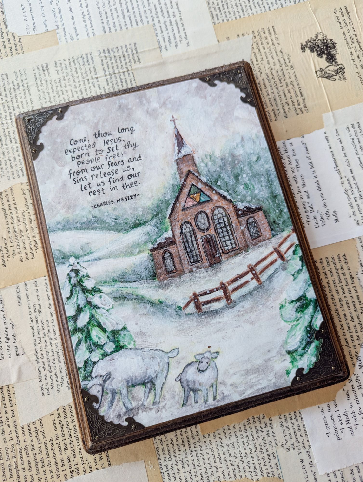 Come Thou Long Expected Jesus - Vintage-Inspired Wooden Wall Plaque - Image 4