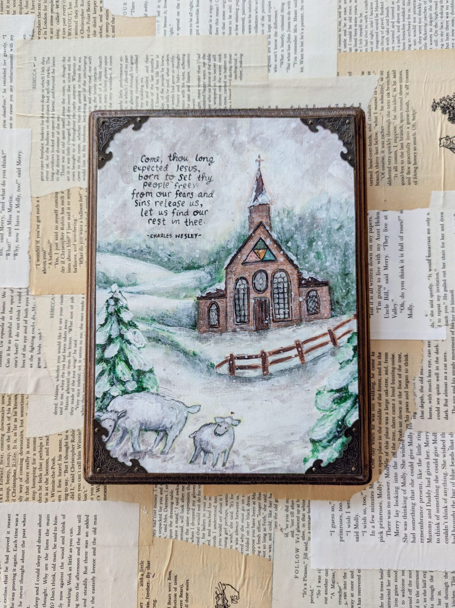 Come Thou Long Expected Jesus - Vintage-Inspired Wooden Wall Plaque