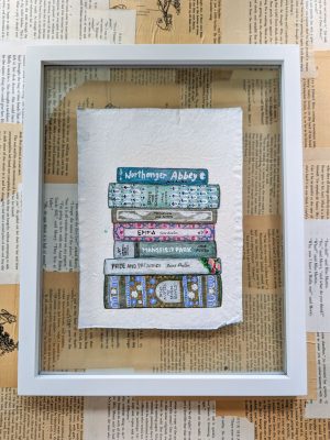 ORIGINAL PAINTING: Jane Austen Bookstack